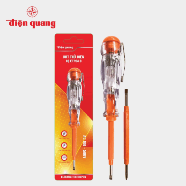 Bút thử điện Điện Quang ĐQ ETP04 O (2 đầu vít, 160 mm, màu cam)